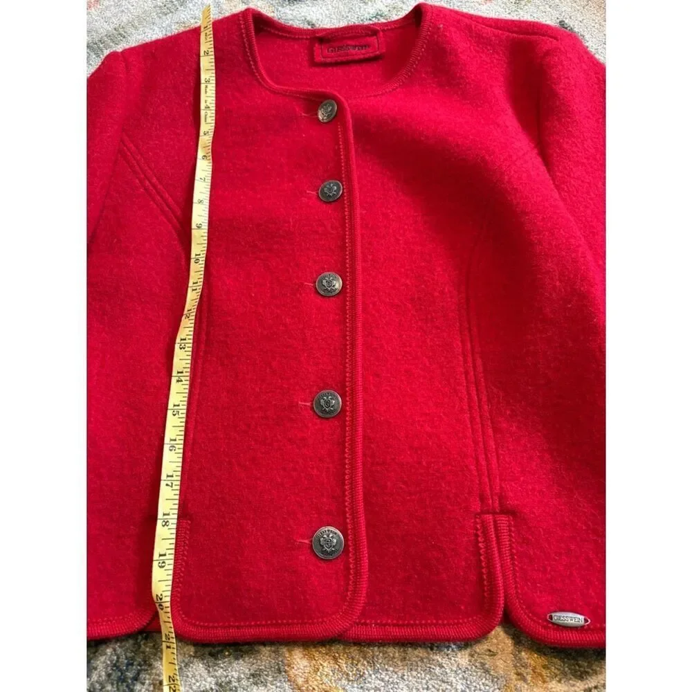 Giesswein Boiled Wool Jacket Cardigan Sweater Blazer US 10